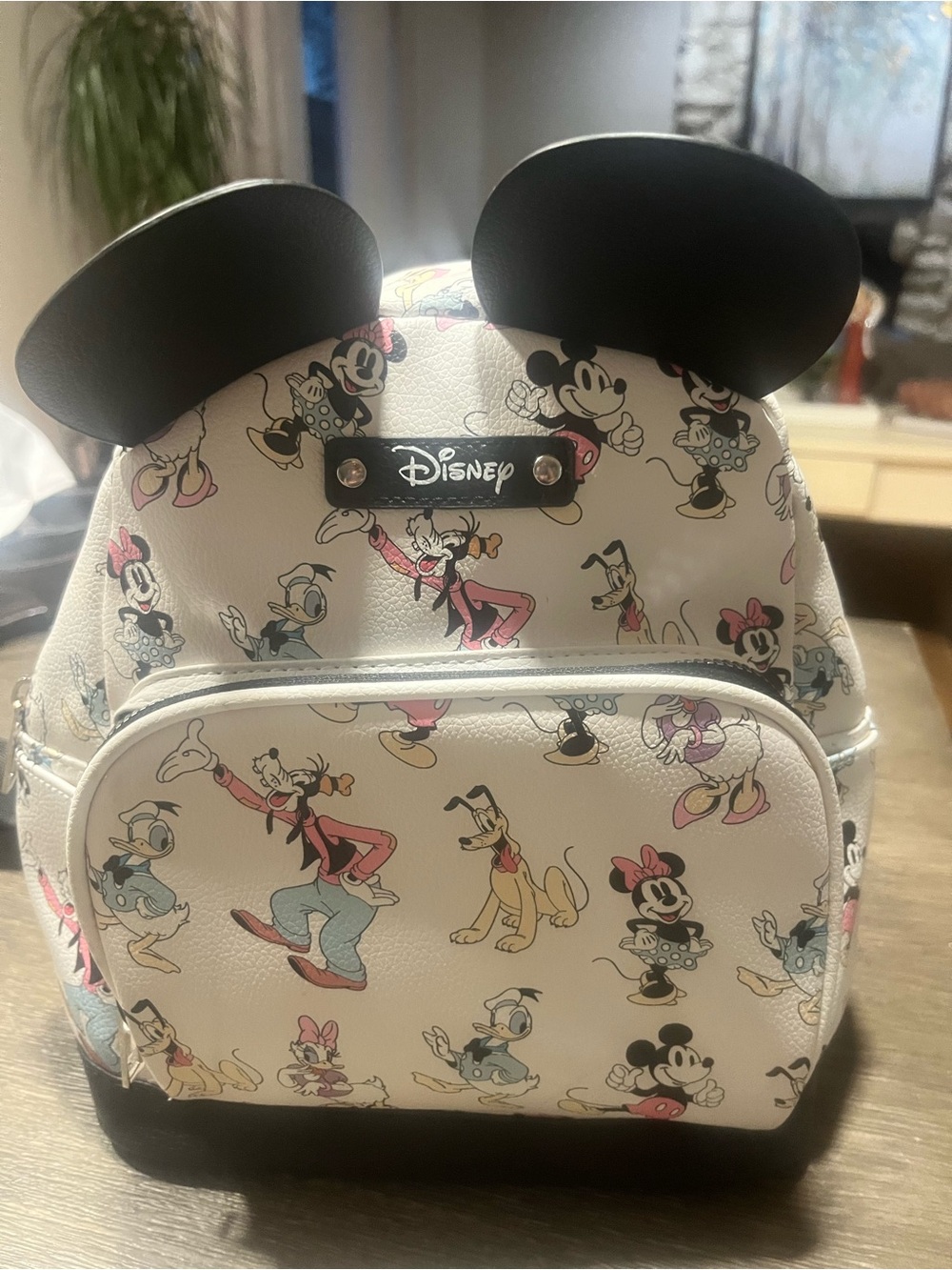 Disney White Icon Print Mini Backpack with Ears, never used